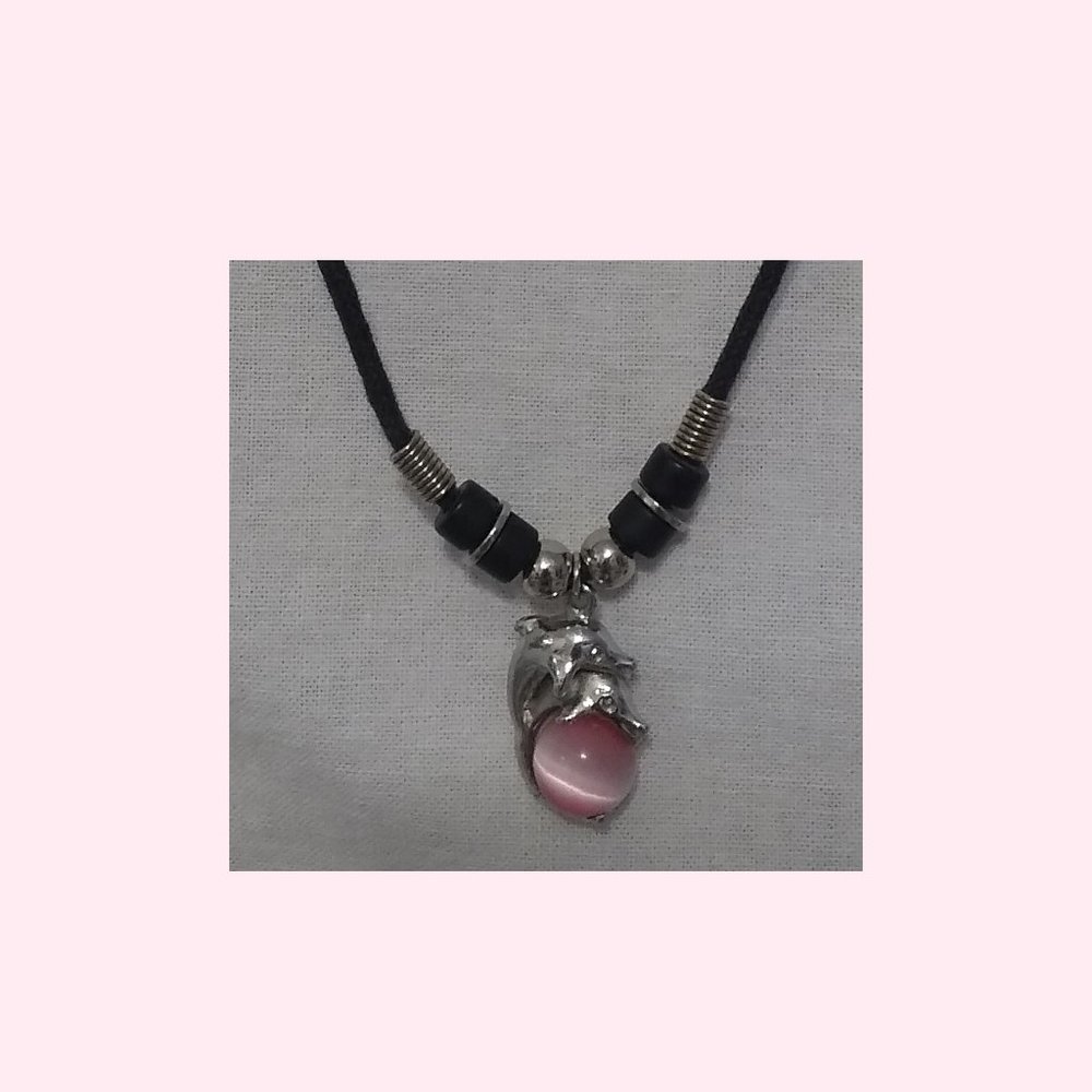 Dolphins with pink stone Necklace